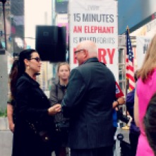 New York Ivory Crush in Times Square, June, 2015. Mr. Azzedine Downes, President and CEO of the International Fund for Animal Welfare - IFAW with Christina LaMonica.