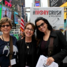 Cynthia Newlin O'Connor (center) and Christina LaMonica, in Times Square for the US Fish and WIldlife Services; Ivory Crush
