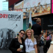 Melissa Sciaccao, Director of The David Sheldrick Wildlife Trust in Ivrine, California, and Christina LaMonica at the New York Ivory Crush in Times Square, June, 2015.